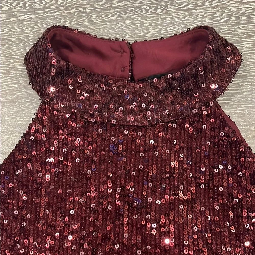 Women’s Cable & Gauge Burgundy Sequin Halter Top Size Small - Picture 6 of 12